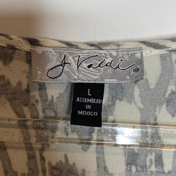 J Valdi Womens Size Large Gray Cream Cover Up Dress Roll Tab Sleeves Pullover - Picture 8 of 10